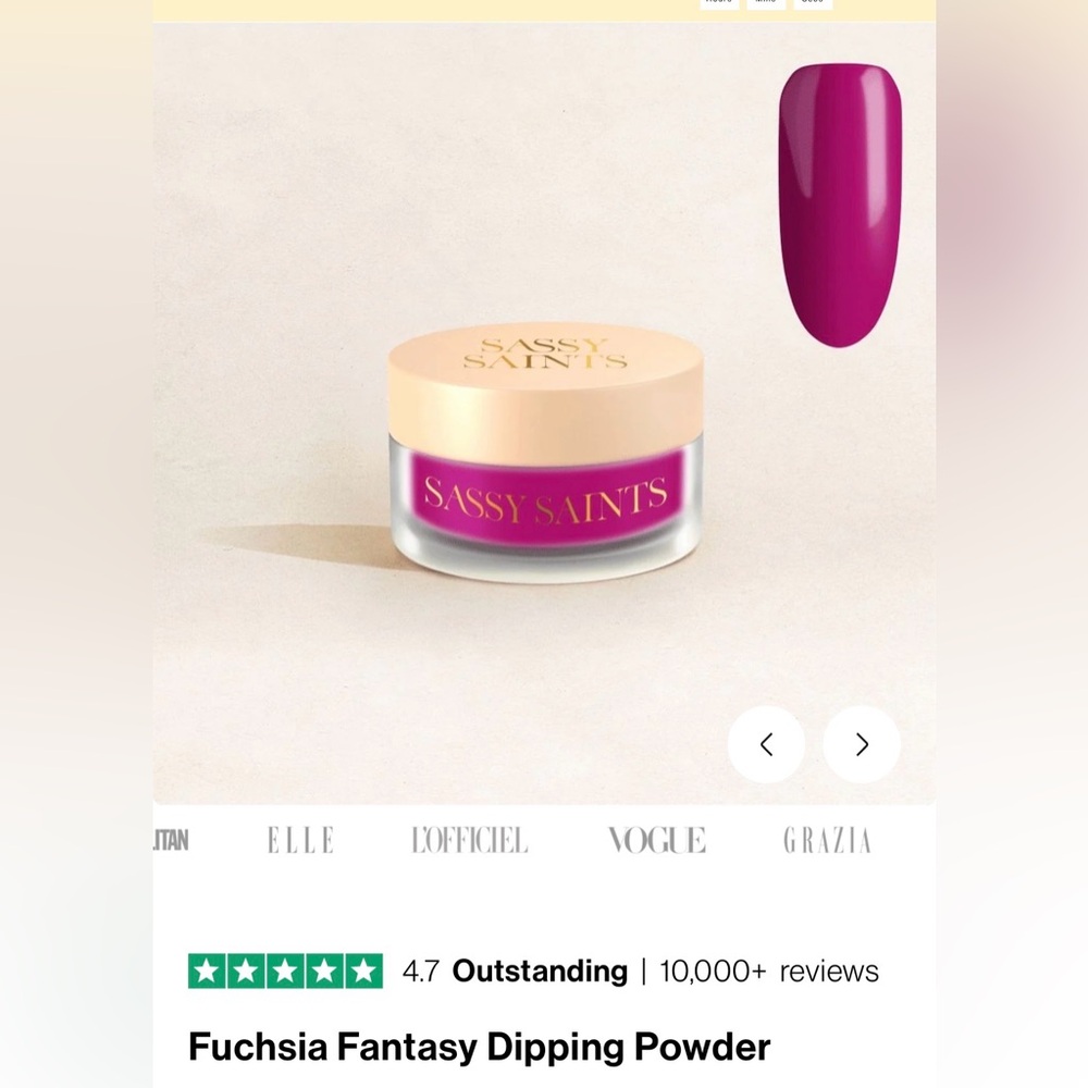 NEW SASSY SAINTS NAIL DIP POWDER fuchsia fantasy